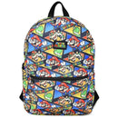 Bioworld Super Mario 16" Kids Backpack, Colorful All Over Print School Bag with Front Pocket & Side Mesh, Lightweight Travel Backpack
