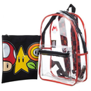Super Mario Transparent Backpack Clear 16" School Bag