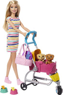 Barbie Stroll ‘N Play Pups Playset with Barbie Doll, 2 Puppies and Pet Stroller