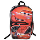 Disney Cars Lighting McQueen 16" Backpack for School with Rectangular Lunch Bag, for Kids