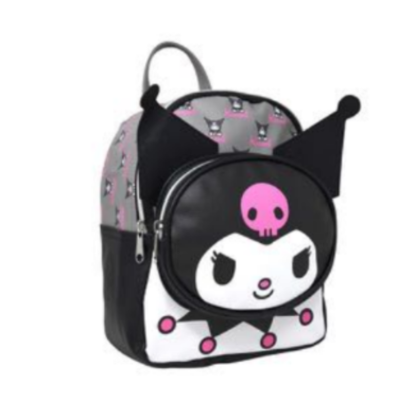 Hello Kitty Kuromi Mini 10" Deluxe Backpack with 3D front Pocket for Girls