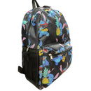 Black Stitch All Over Print Nylon School Backpack 16" Bookbag for Girls & Boys