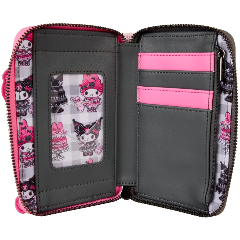 Loungefly Sanrio My Melody and Kuromi Zip Around Wallet, Pink and Black
