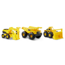 CAT Construction Toys, Mini Crew 3-Pack 7”, Push-Powered Yellow Construction Vehicle Toys, Includes Dump Truck, Wheel Loader, and Excavator for Kids and Toddlers Ages 2+