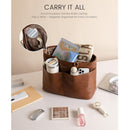 LOVEVOOK Work Tote Bags for Women, Vintage Leather 15.6 Inch Laptop Bag with Large Cup Holder in Coffee
