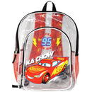 Disney Cars Lightning Mc Queen Transparent Backpack Clear 16" School Bag for boys