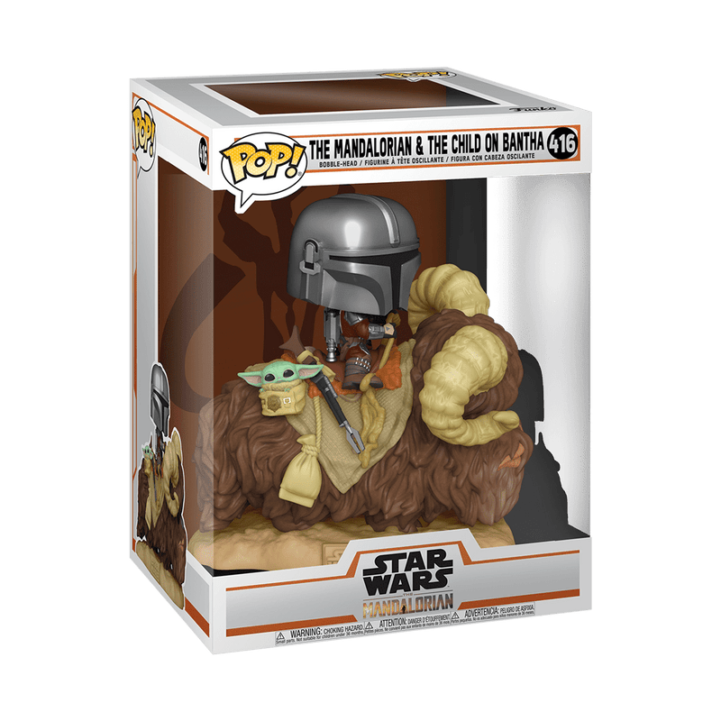 Funko POP! Deluxe: The Mandalorian - Mandalorian on Bantha with Child in Bag