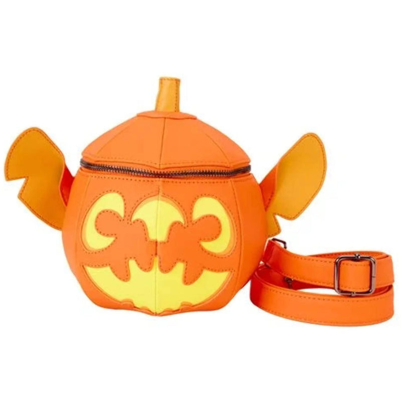 Loungefly Disney Stitch Pumpkin Head Figural Glow Crossbody Bag, Halloween Style