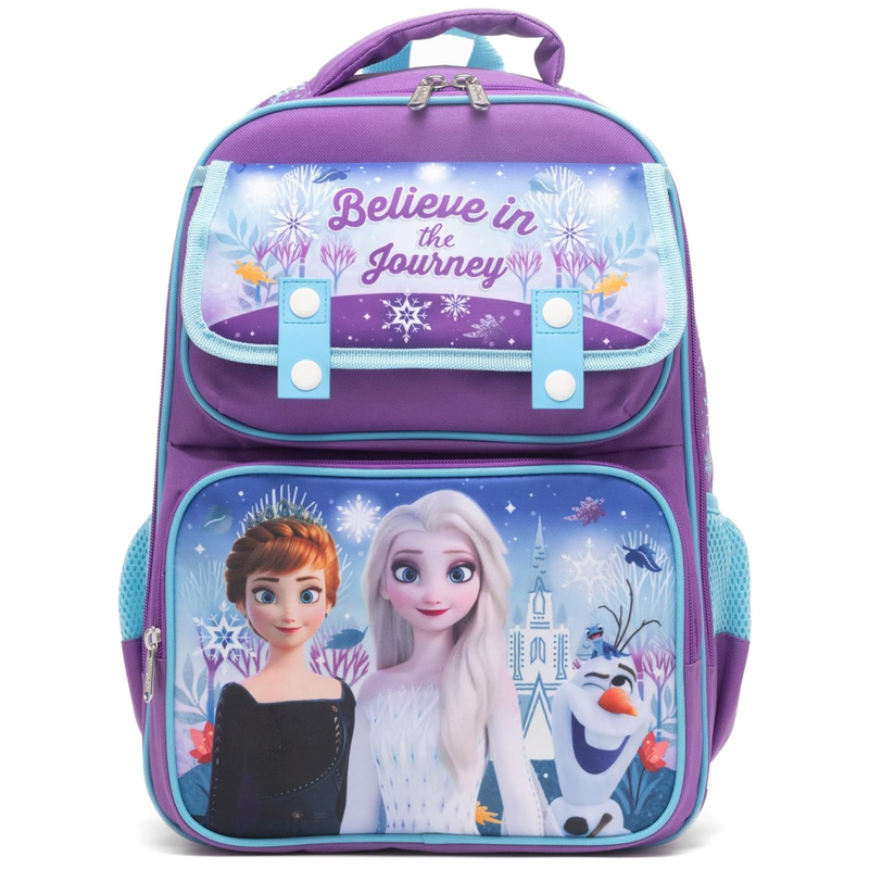 Disney Frozen 15.5" Polyester Purple & Blue Large Backpack with 2 Front Pockets