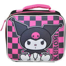 Fast Forward Kuromi Rectangle Lunch Bag, Pink and Black Checkered Pattern