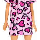 Barbie Doll, Blonde, Wearing Pink Heart-Print Dress