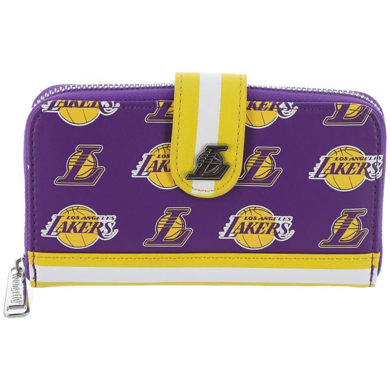 Loungefly NBA: Los Angeles Lakers Logo Snap Wallet, Purple & Yellow