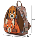 Loungefly Disney Fox and Hound Brown Mini Faux Leather Backpack with Pockets