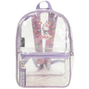 Bioworld Hello Kitty Transparent 16" School Backpack with Purple Glitter all over with a Book Sleeve