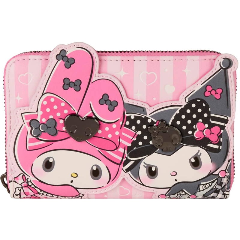 Loungefly Sanrio My Melody and Kuromi Zip Around Wallet, Pink and Black