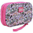 Bioworld Hello Kitty Flying Saucer Print 4" Pink & Purple Tech Cable Organizer Travel Case