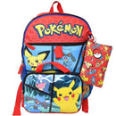 Pokemon Red 5pc 16" Backpack Set Keychain, Utility Case, Zipper pouch