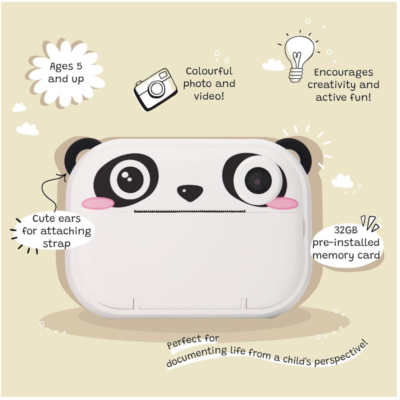 Instant Print Kids Digital Camera & Video Camcorder with Selfie Camera by Kidamento, Scavenger Hunt Momento Book, 32GB Memory Card - Model P