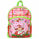 Strawberry Short 16" Plain Front Pink Nylon School Backpack 16" Bookbag for Girls
