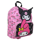 Fast Forward Hello Kitty My Melody All Over print 10" Mini Deluxe Backpack with 1 Front pocket- C6CMH3WN