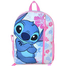 Fast Forward Disney Stitch Kids 16" Blue and Pink School Backpack with 1 Vertical Front Pocket for Girls