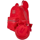 Loungefly Disney All Red Mickey Ears Burnout Mini Backpack with Mini Coin Bag