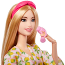 Barbie Doll, Kids Toys, Blonde Doll with Pet Puppy, Barbie Sets, Spa Day, Lemon Print Bathrobe, Headband and Eye Mask, Self-Care Series