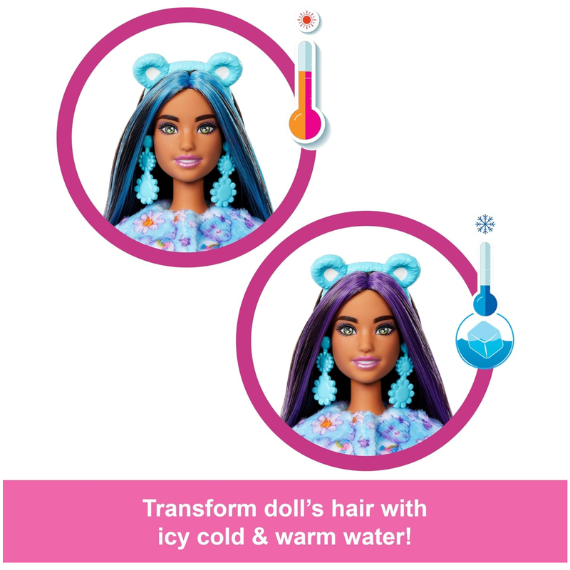 Barbie Cutie Reveal Care Bears Doll & Accessories, Series 2 Dream Bright Bear with 10 Surprises Including Color Change & Mini Bear