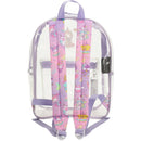 Bioworld Hello Kitty Transparent 16" School Backpack with Purple Glitter all over with a Book Sleeve