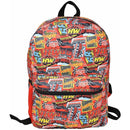 Bioworld Red Hot Wheels All Over Print 16" Kids School Backpack with a Small Front Pocket & Side Mesh Pockets