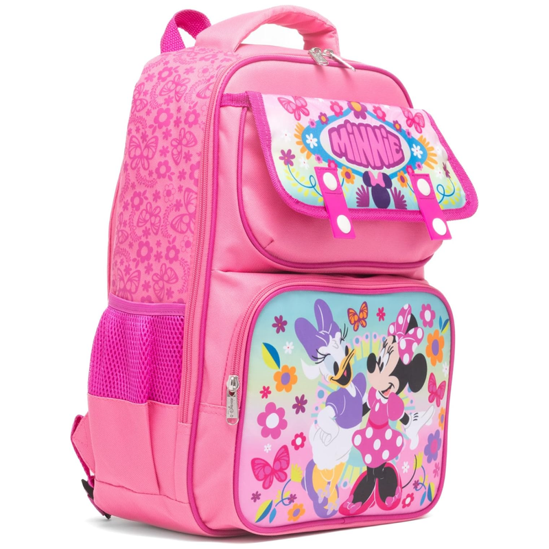 Disney Minnie Mouse 15.5" Polyester Pink Large Backpack with 2 Front Pockets