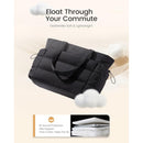 LOVEVOOK Tote Bag for Women with Giant Tumbler Holder Pocket, Puffer Work Travel Laptop Handbag with Zipper, White