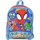 Fast Forward Kids Backpack- Spidey & Friends 16" Backpack Bottom Half Moon with 1 Front Pocket- Lightweight School Bookbag