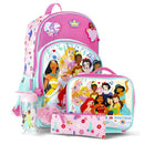 Disney Princesses 16" Pink Backpack for School with Rectangular Lunch Bag, 5 Piece Set