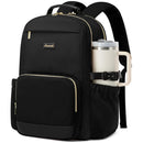 LOVEVOOK Laptop Backpack for Women with Giant Tumbler Holder Pocket, Waterproof Travel Computer Laptop Bag, Black