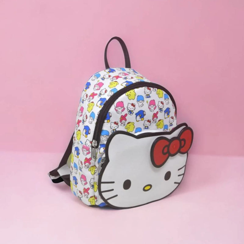 Hello Kitty and Friends 10" Faux Leather White Mini Backpack with Hello Kitty Head