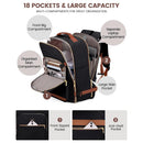 LOVEVOOK 40L Travel Backpack for Women & Men, Airline Approved Carry On Luggage with 3 Packing Cubes, TSA Overnight Bags, Waterproof Personal Item Bag, Black Brown