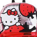Hello Kitty Clear Backpack with Strawberries printed all over, 16" with attached Hood