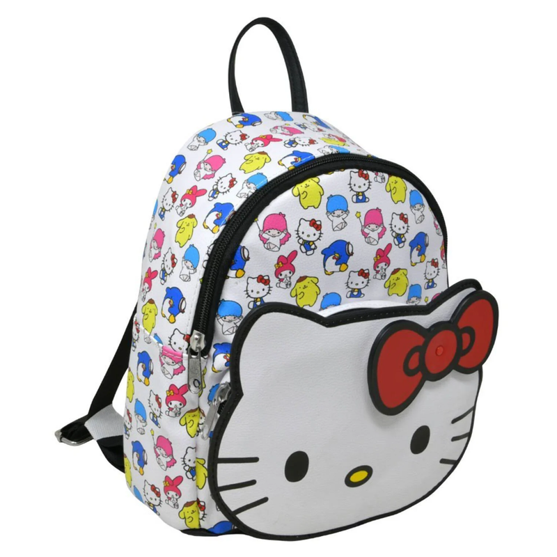Hello Kitty and Friends 10" Faux Leather White Mini Backpack with Hello Kitty Head