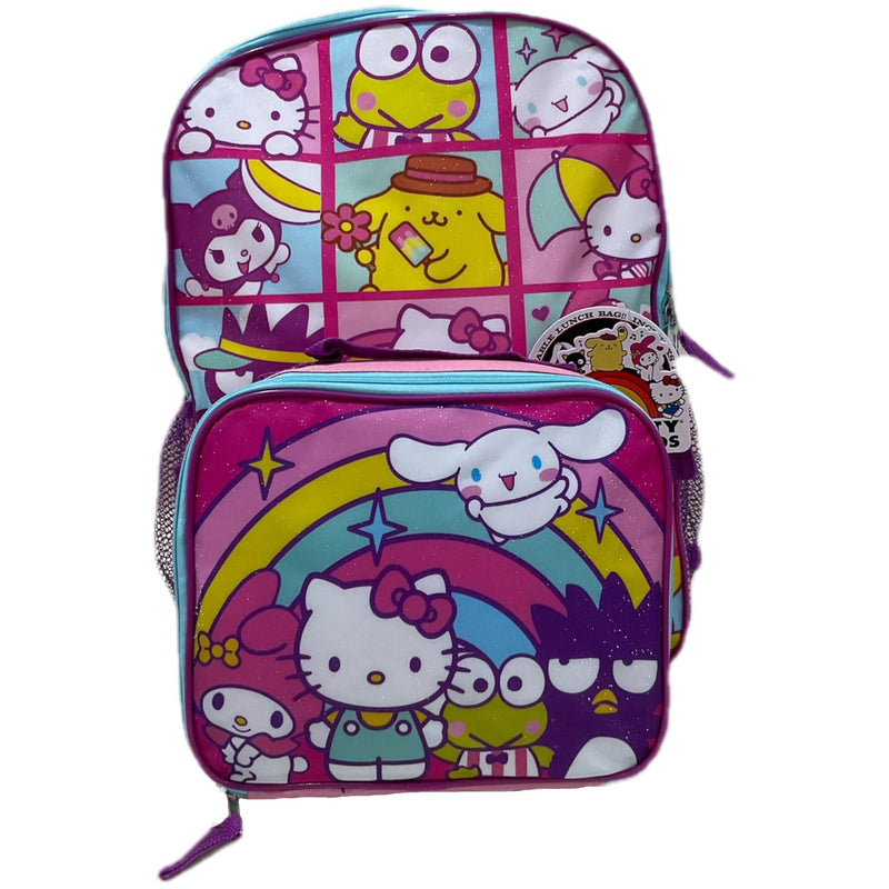 Hello Kitty & Friends 16" School Backpack with Large Front Pocket & Rectangular Lunch Bag