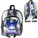 Hello Kitty 16" Kuromi Transparent Backpack with Front pocket, Black & Clear