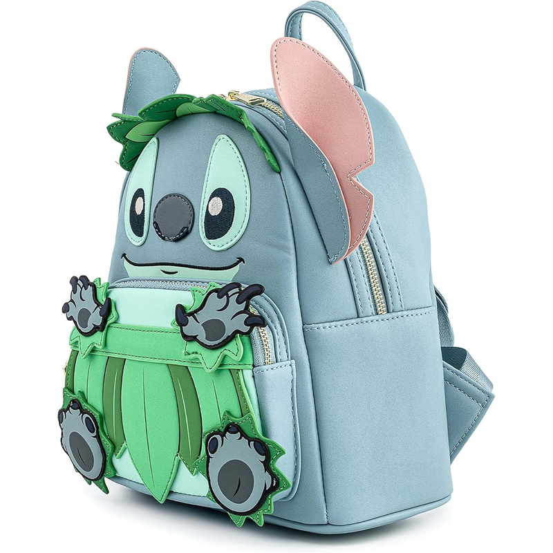Loungefly Disney 3D Stitch Luau Blue Mini Faux Leather Shell Backpack
