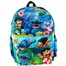 Disney Lilo and Stitch Deluxe 16" Nylon Backpack with Laptop Compartment, Blue
