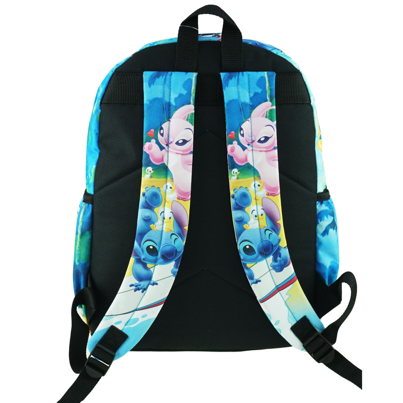 Disney Lilo and Stitch Deluxe 16" Nylon Backpack with Laptop Compartment, Blue