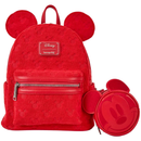 Loungefly Disney All Red Mickey Ears Burnout Mini Backpack with Mini Coin Bag