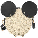 Mickey Mouse Wicker Handbag with Black Mickey Ears for daily use