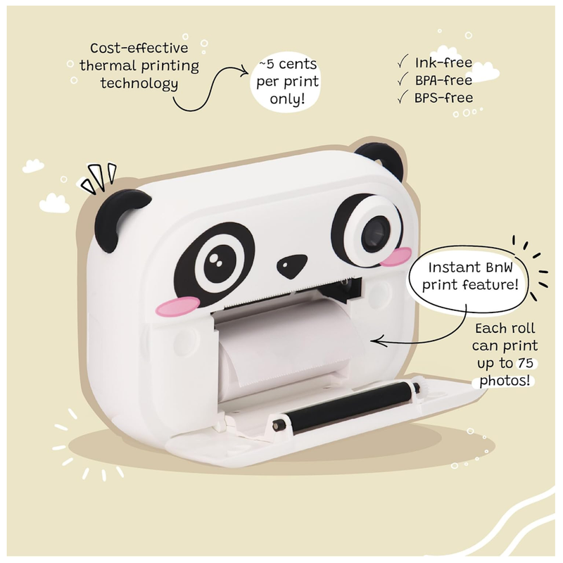 Instant Print Kids Digital Camera & Video Camcorder with Selfie Camera by Kidamento, Scavenger Hunt Momento Book, 32GB Memory Card - Model P