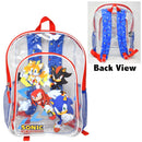 Sonic the Hedgehog Transparent 16" School Backpack for boys ages 3+