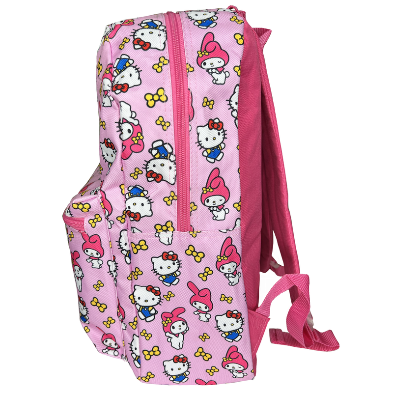 My Melody All Over Nylon Pink Kids School Backpack 16" School Bookbag for Girls