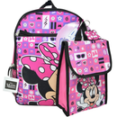 Walt Disney Minnie Mouse 16" Pink Nylon Backpack with Lunch Bag set for Girls 3+